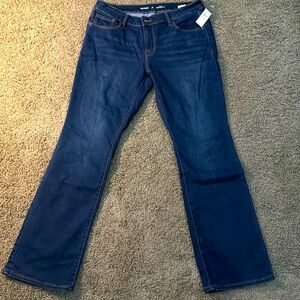 Brand new Old Navy 12 Petite mid-rise Kicker Boot-cut dark jeans